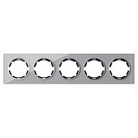 Рамка горизонтальная стеклянная на 5 приборов OneKeyElectro Garda 2E52501302, серый